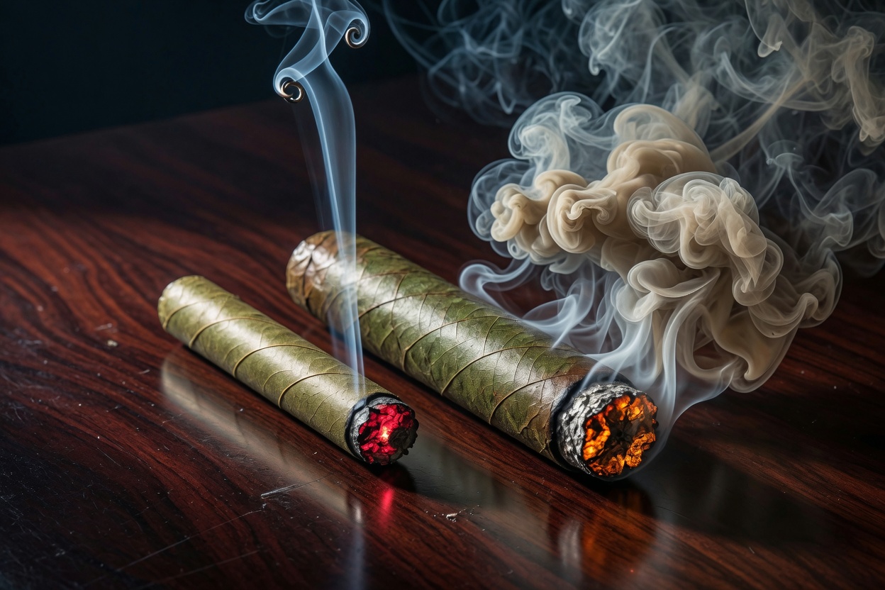 Cross-section comparison of cigars of different ring gauges: the ring gauge determines combustion thermodynamics and smoke capacity.